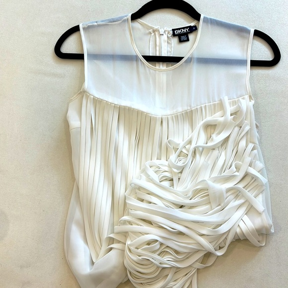 DKNY cool fringe sheer blouse - Picture 3 of 4